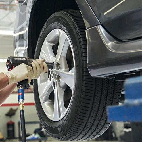Car receiving tire services, specifically tire rotation