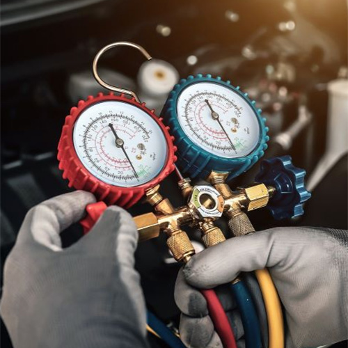 Mechanical guage testing air conditioning repair in Safety Harbor